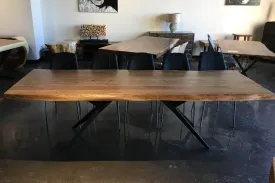 108"W Live Edge Acacia Wood Dining Table - Available in 7 Leg Styles