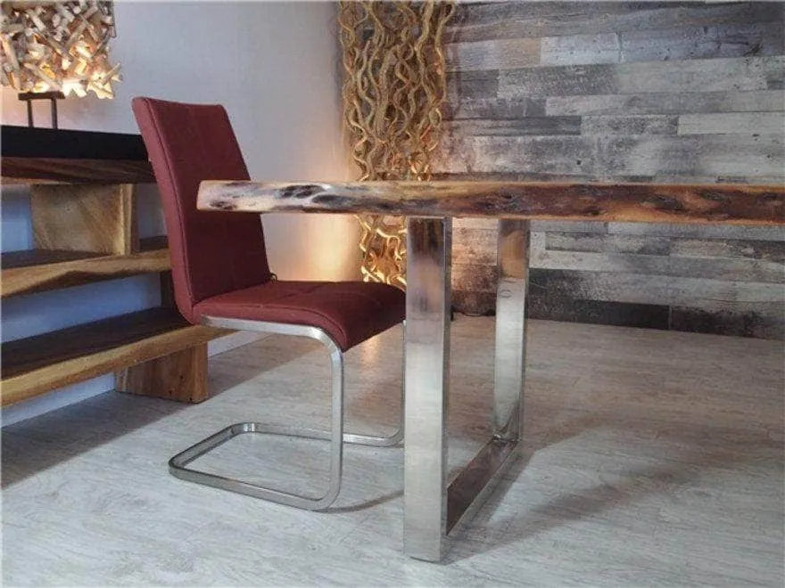 108"W Live Edge Acacia Wood Dining Table - Available in 7 Leg Styles