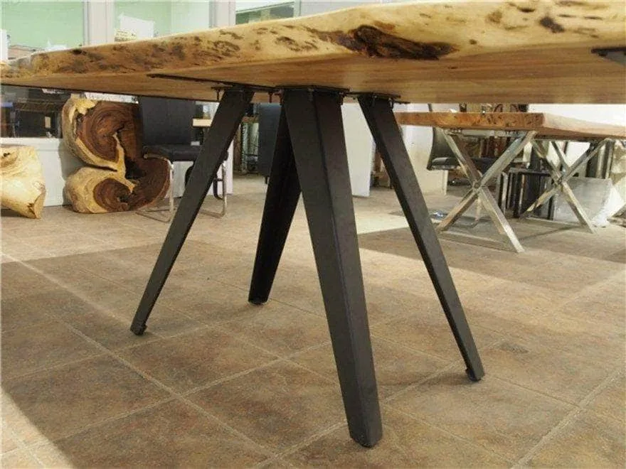 108"W Live Edge Acacia Wood Dining Table - Available in 7 Leg Styles