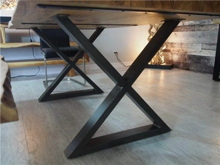 108"W Live Edge Acacia Wood Dining Table - Available in 7 Leg Styles