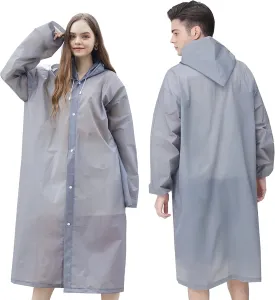 2 Pack Portable Rain Ponchos for Adults Reusable, Roctee Raincoats for Women Men with Hood