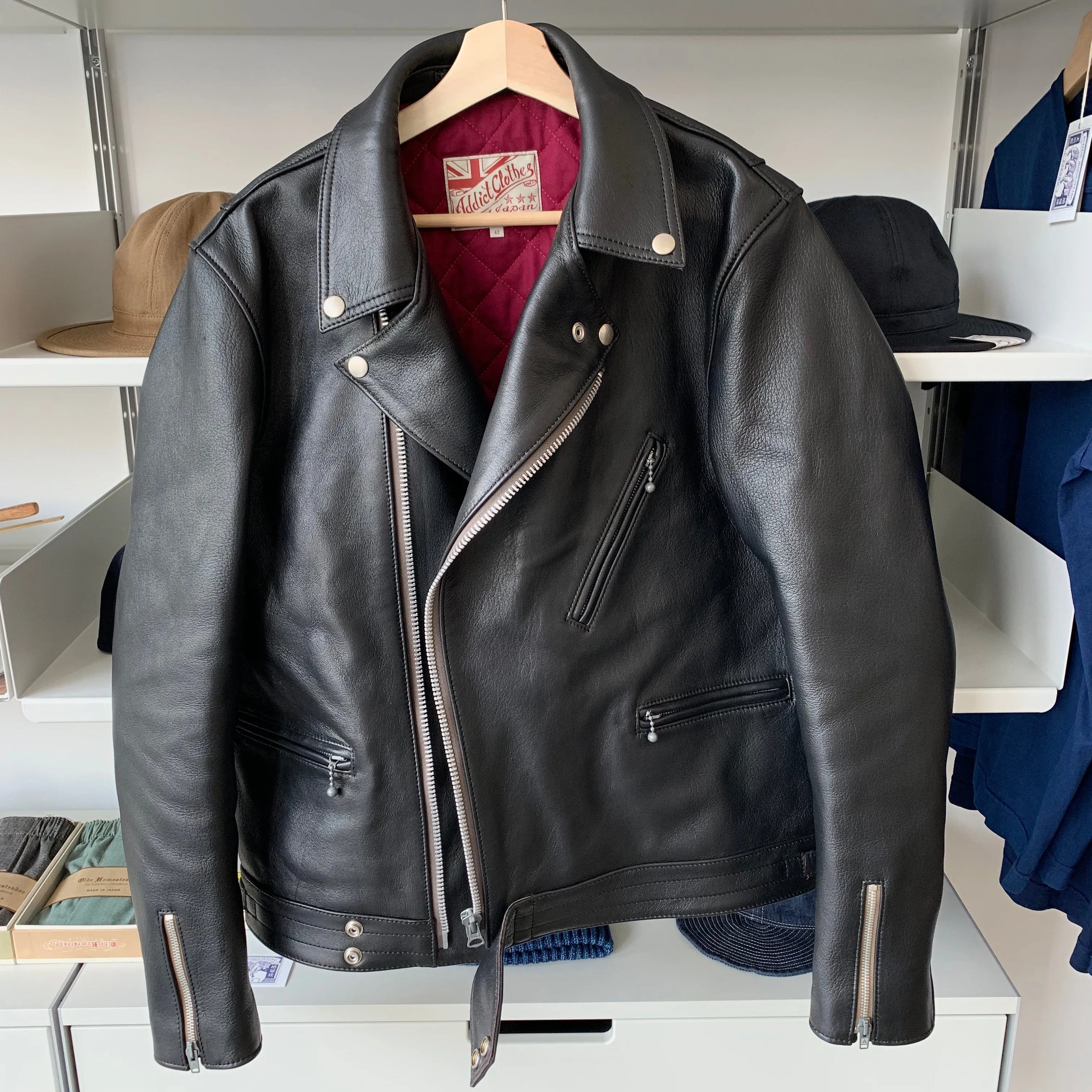 AD-03 British Asymmetry Jacket in Black Teacore Sheepskin