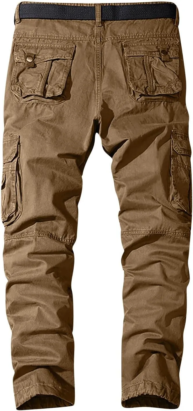 ADHOWBEW Tactical Pants for Men Pockets Stretch Construction Big and Tall Workout Work Trousers
