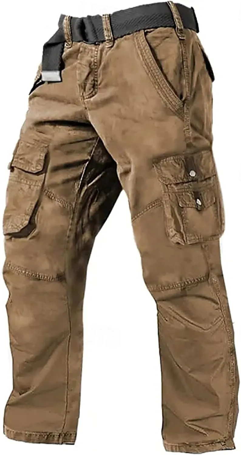 ADHOWBEW Tactical Pants for Men Pockets Stretch Construction Big and Tall Workout Work Trousers