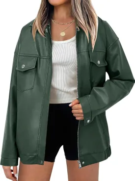 ANRABESS Women Oversized Faux Leather Jackets Fall Fashion Zip Up Motorcycle Coats Winter 2025 Spring Outfits Clothes