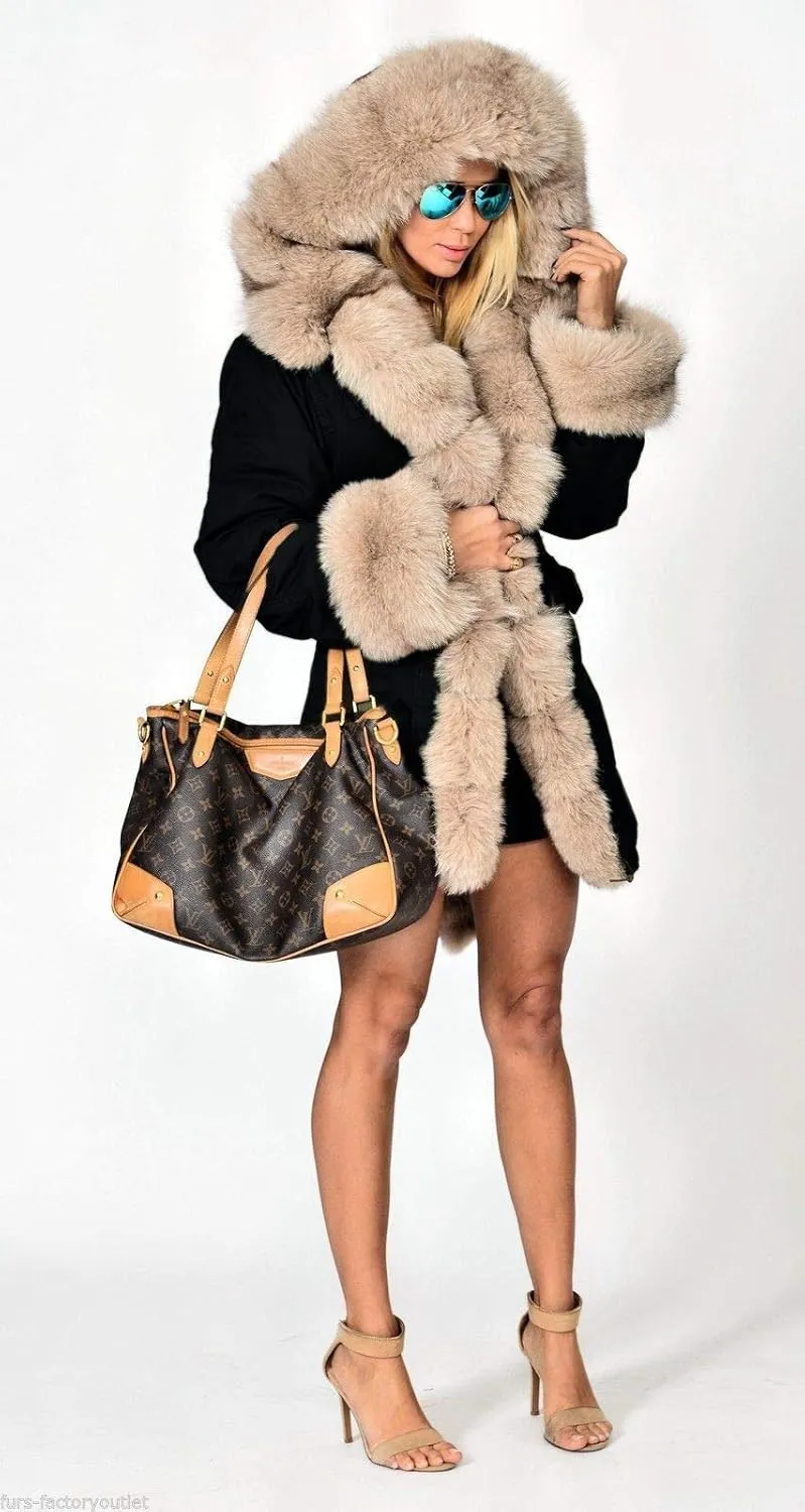 Aofur Womens Hooded Faux Fur Lined Warm Coats Parkas Anoraks Outwear Winter Long Jackets