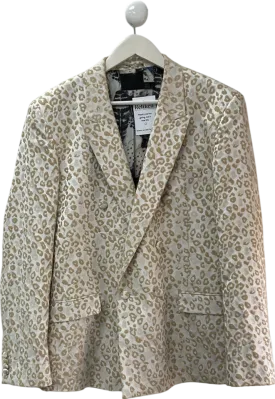 ASOS Cream Leopard Print Oversized Blazer UK 42" CHEST