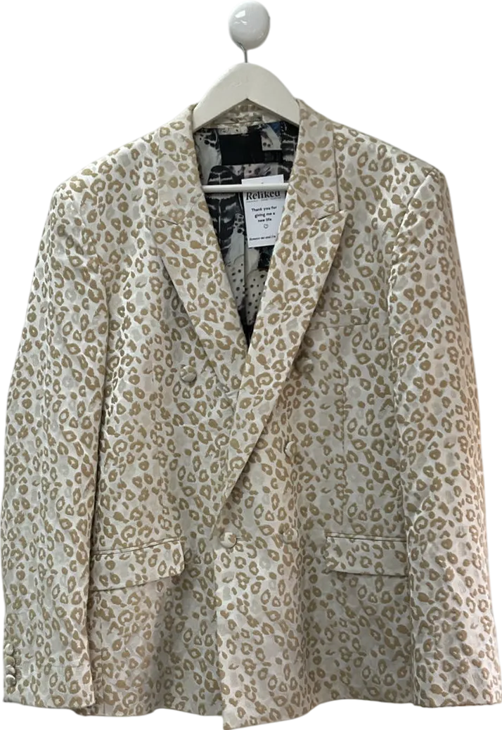 ASOS Cream Leopard Print Oversized Blazer UK 42" CHEST