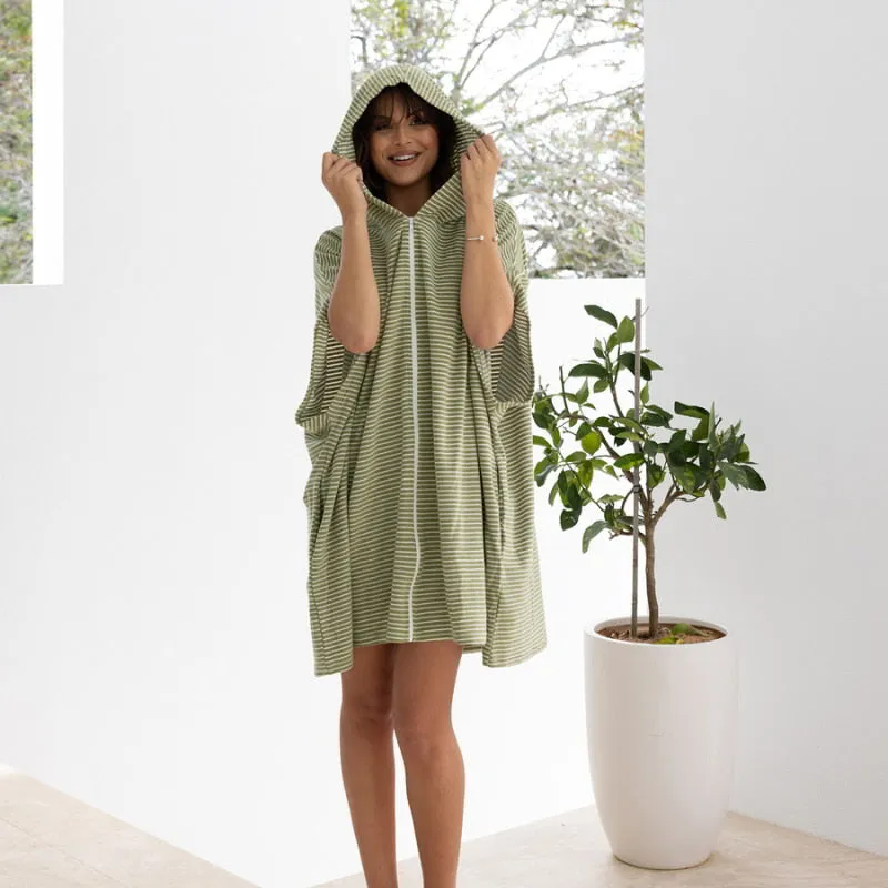 Bambury Zip Front Olive Adult Poncho