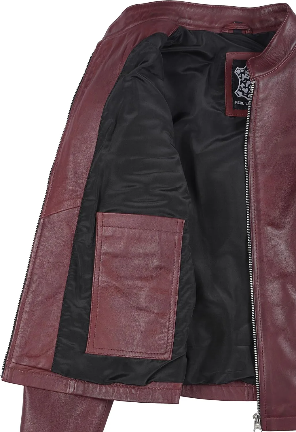 Blingsoul Real Leather Jacket Women - Cafe Racer Style Womens Leather Jackets