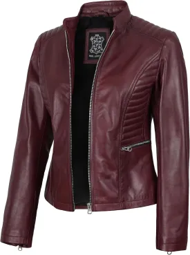 Blingsoul Real Leather Jacket Women - Cafe Racer Style Womens Leather Jackets