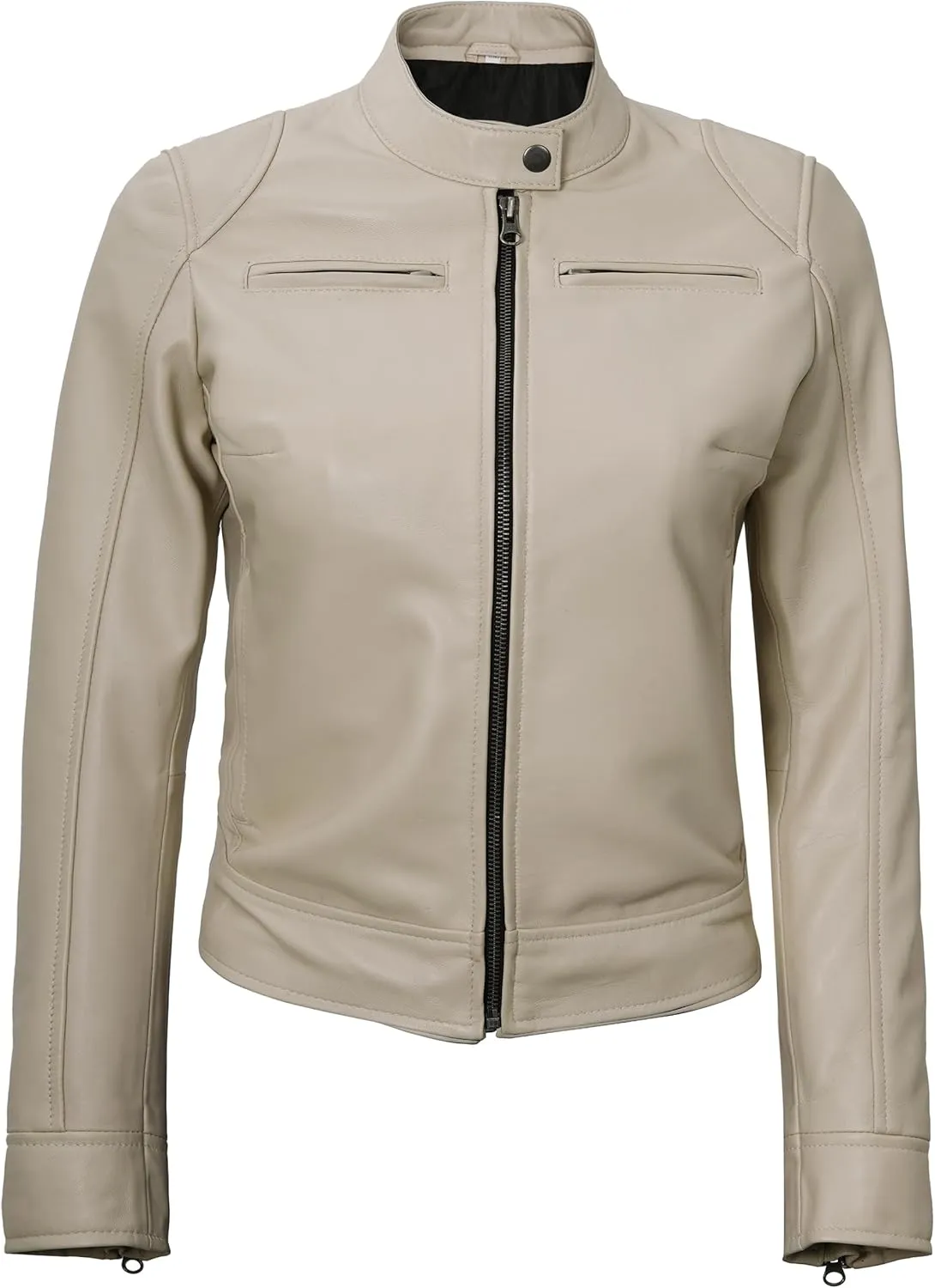 Blingsoul Real Leather Jacket Women - Cafe Racer Style Womens Leather Jackets