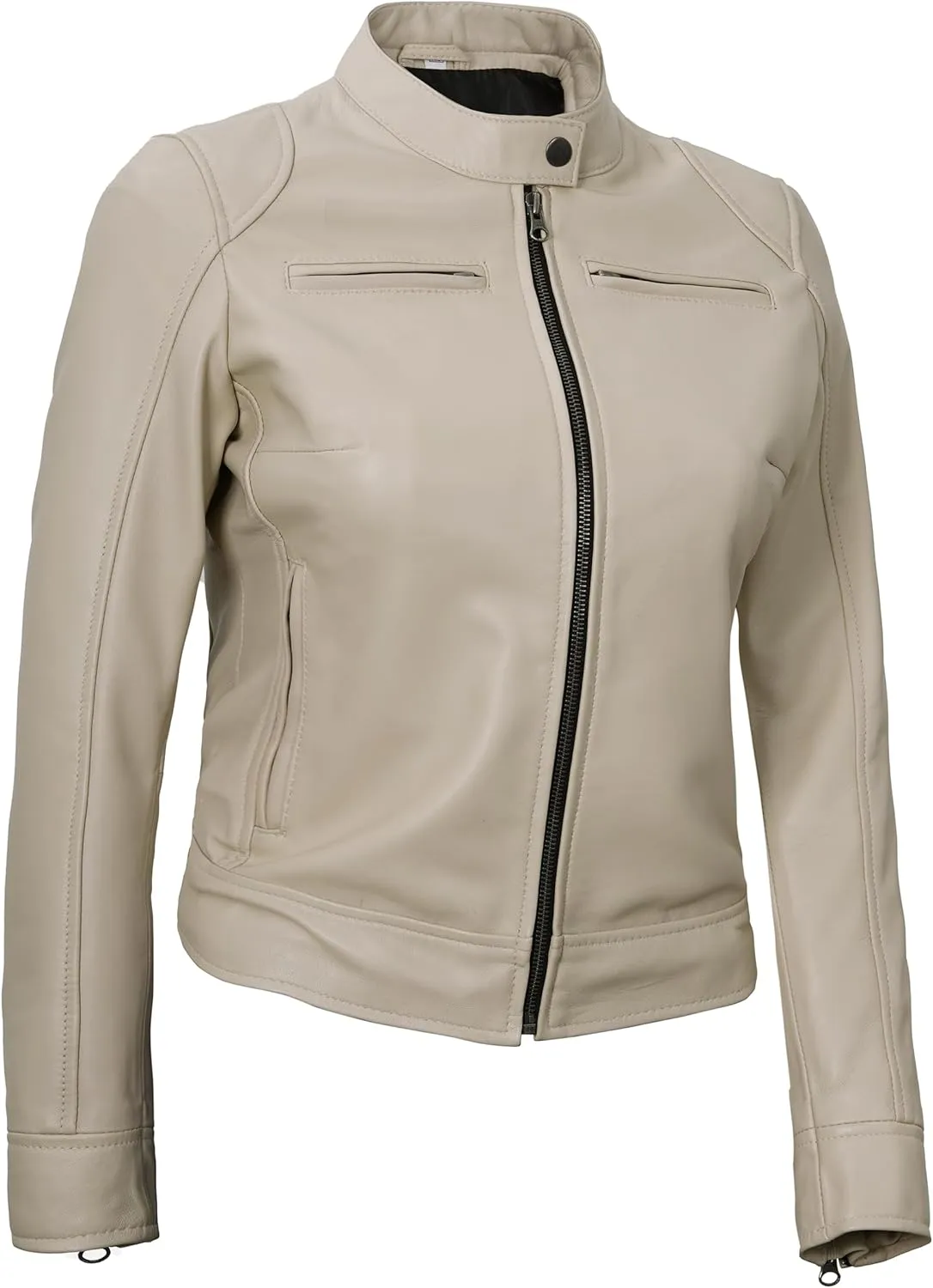 Blingsoul Real Leather Jacket Women - Cafe Racer Style Womens Leather Jackets