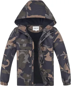Boys Rain Jackets Lightweight Waterproof Hooded fleece Raincoats Windbreakers for Kids