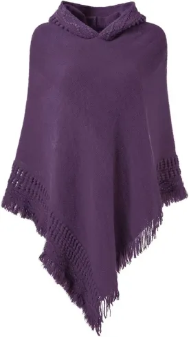 Ferand Ladies' Hooded Cape with Fringed Hem, Crochet Poncho Knitting Patterns for Women