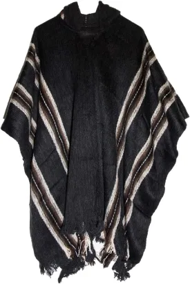 Gamboa Alpaca Poncho for Mens Pancho Mexican Hooded Cowboy and Western Ponchos Adult Blanket