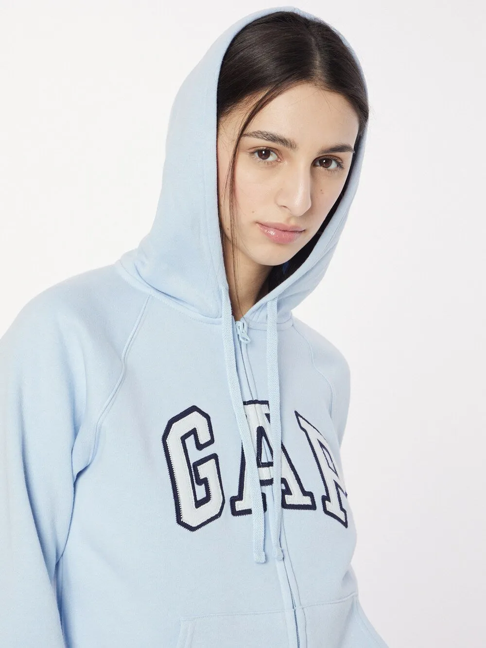 GAP zip-up sweatshirt, pastel blue