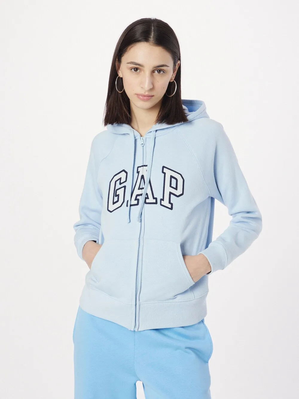 GAP zip-up sweatshirt, pastel blue