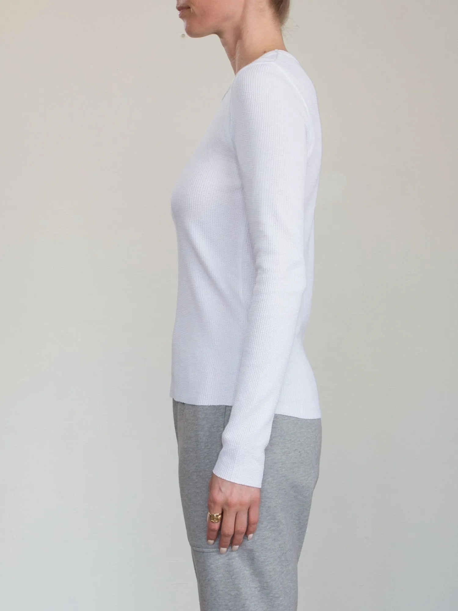Jimmy Long-Sleeve Tee in Thermal - White