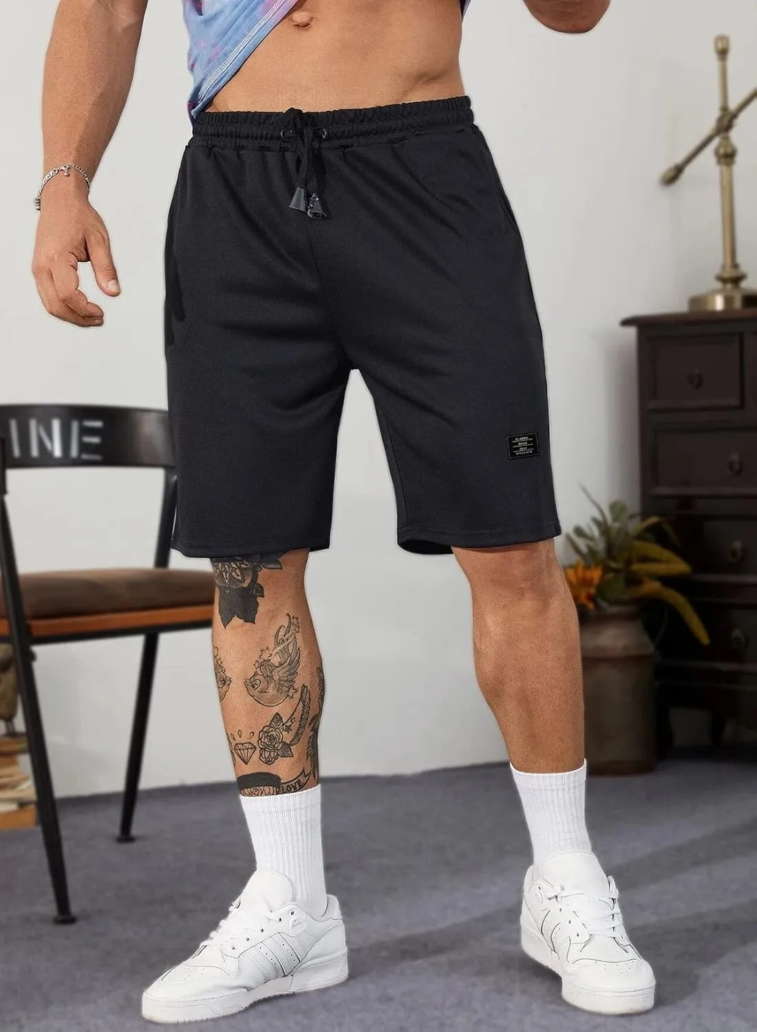 JMIERR Mens Cotton Sweat Shorts with 3 Pockets Workout Lounge Jogger Athletic Shorts 7 inch Inseam Running Shorts