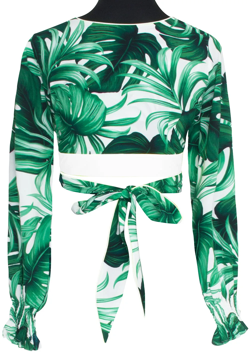 Jungle - Monstera White / Green Crop Top (Off-White)