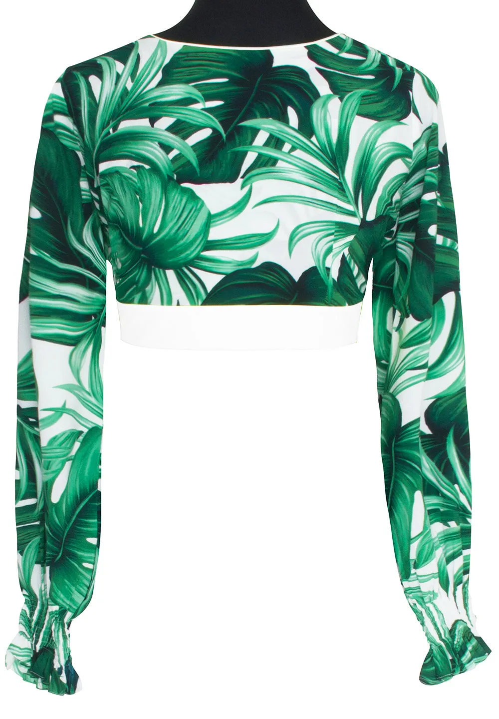 Jungle - Monstera White / Green Crop Top (Off-White)