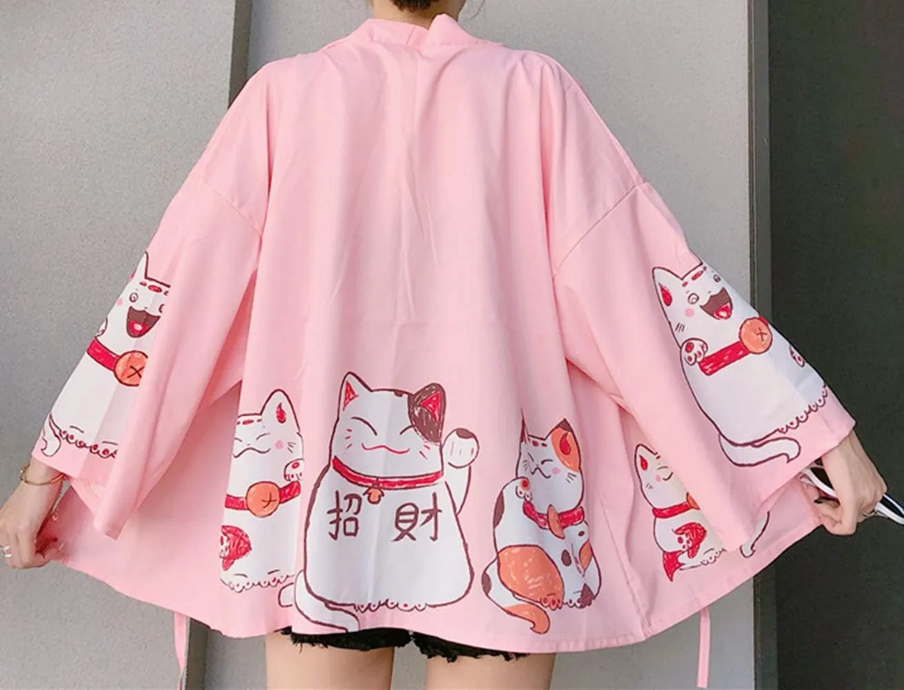 LAI MENG FIVE CATS Women's Loose Floral Print Kimono Cover up Cardigan Casual Blouse Tops