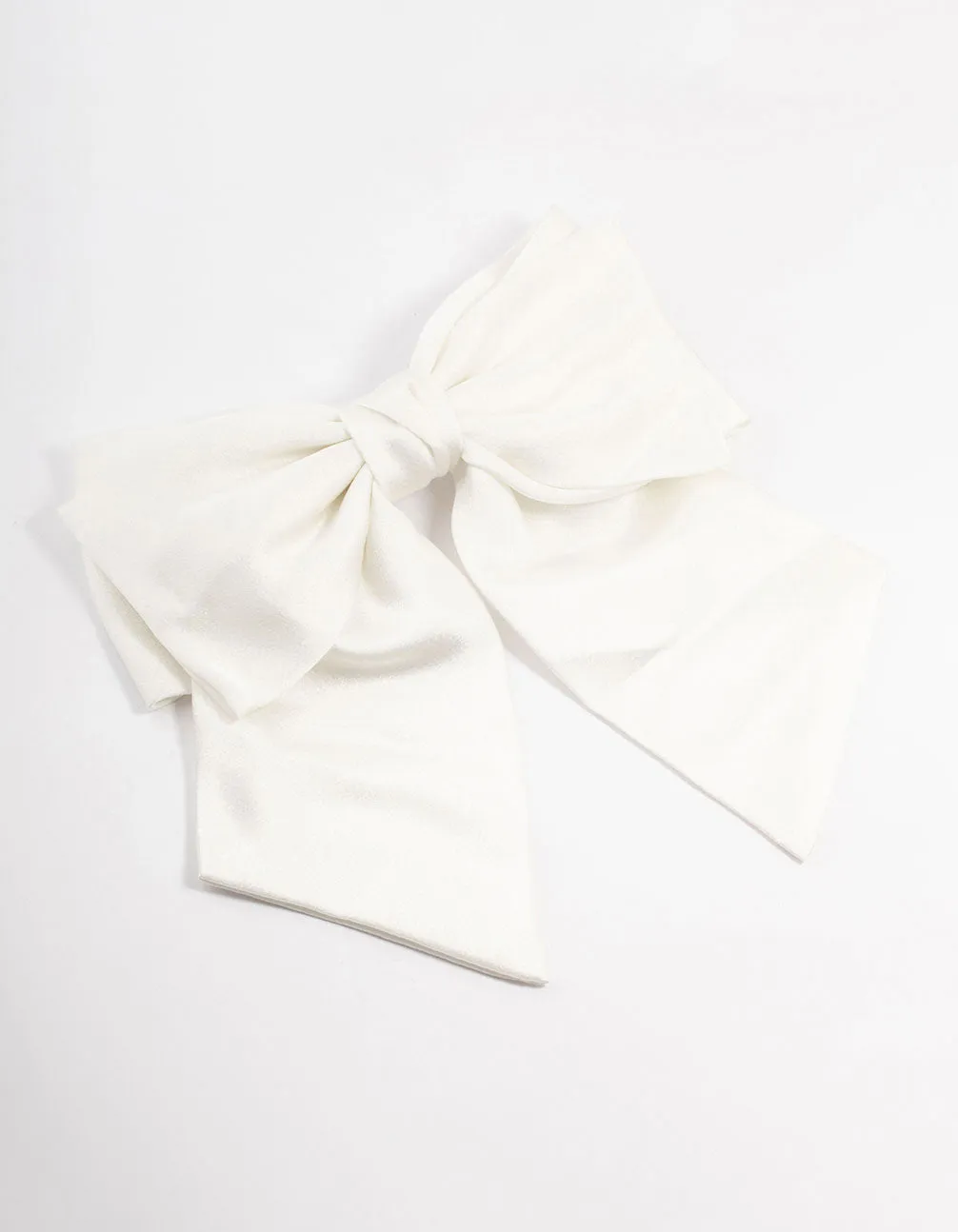 Large White Double Draped Fabric Bow Clip