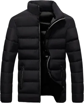 Maiyifu-GJ Men Winter Down Coat Jacket Lightweight Warm Thicken Padded Outerwear Stand Collar Ski Hiking Travel Warm Overcoat