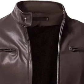 Men Slim Fit Motorcyle Leather Jacket Zip-Up Windbreaker Leather Jackets Lightweight PU Vintage Biker Coat