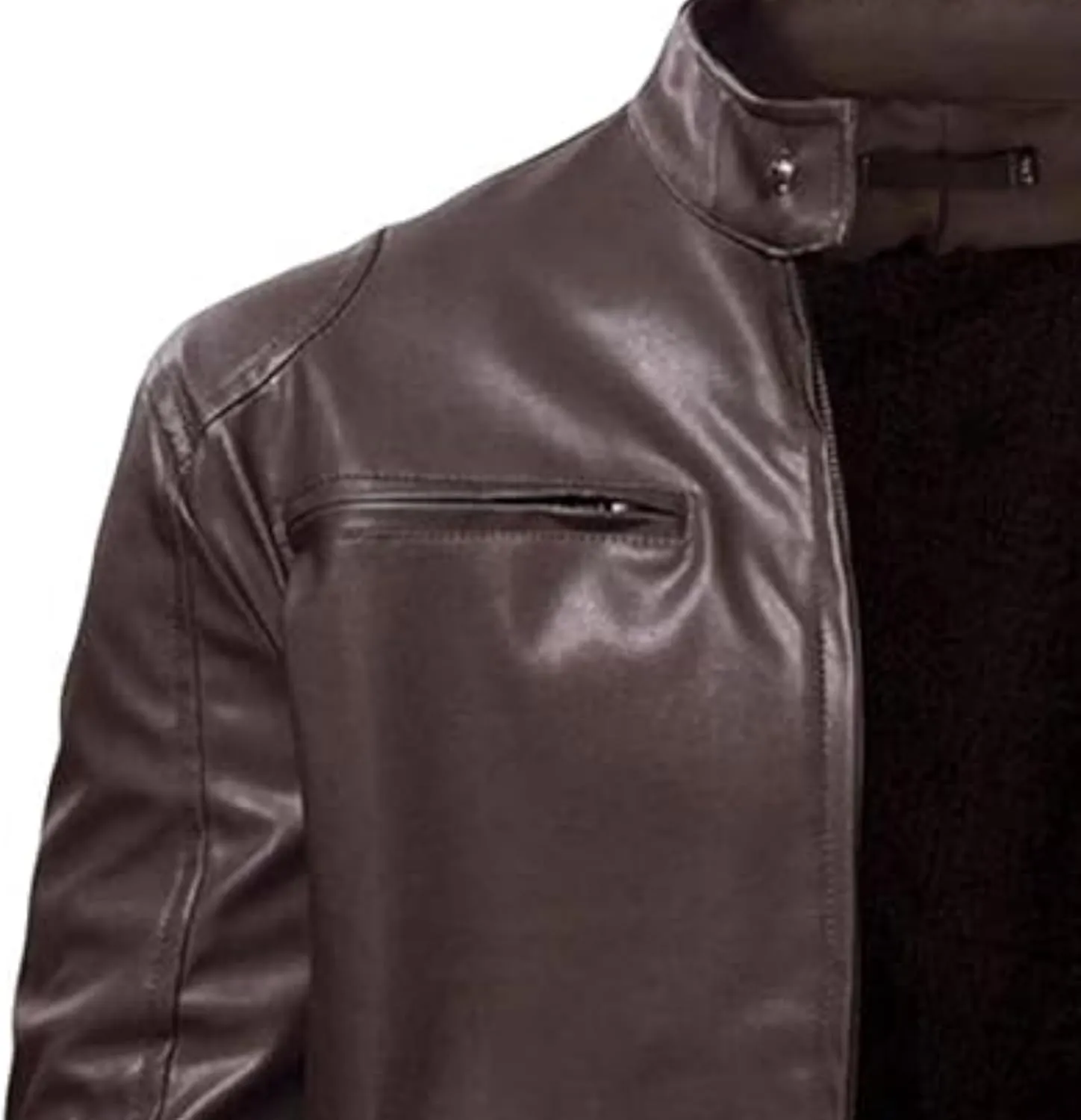 Men Slim Fit Motorcyle Leather Jacket Zip-Up Windbreaker Leather Jackets Lightweight PU Vintage Biker Coat