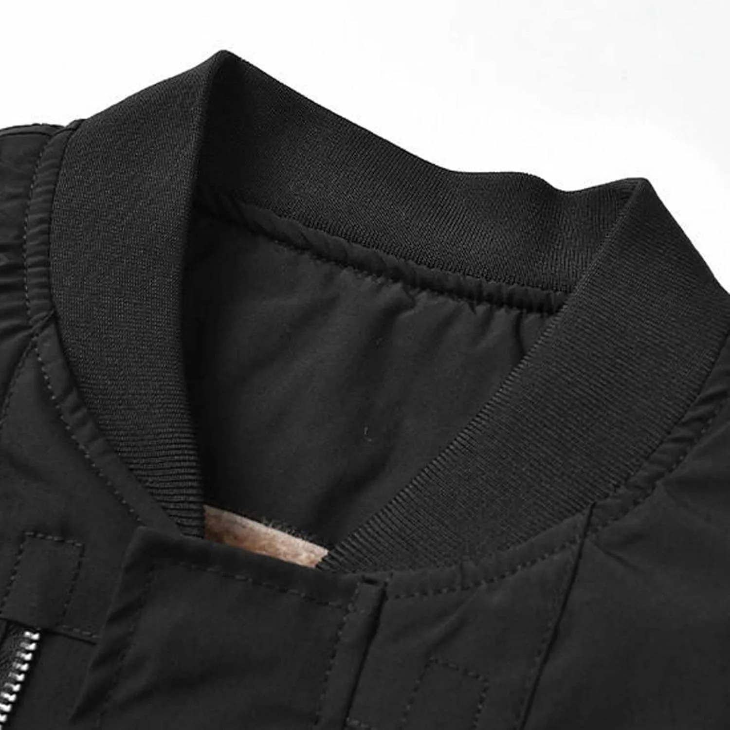 Mens Bomber Jacket Fleece Lined Coat with Pocket Zip Up Windbreaker Long Sleeve Tactical Jacket Thermal Hiking Jacket