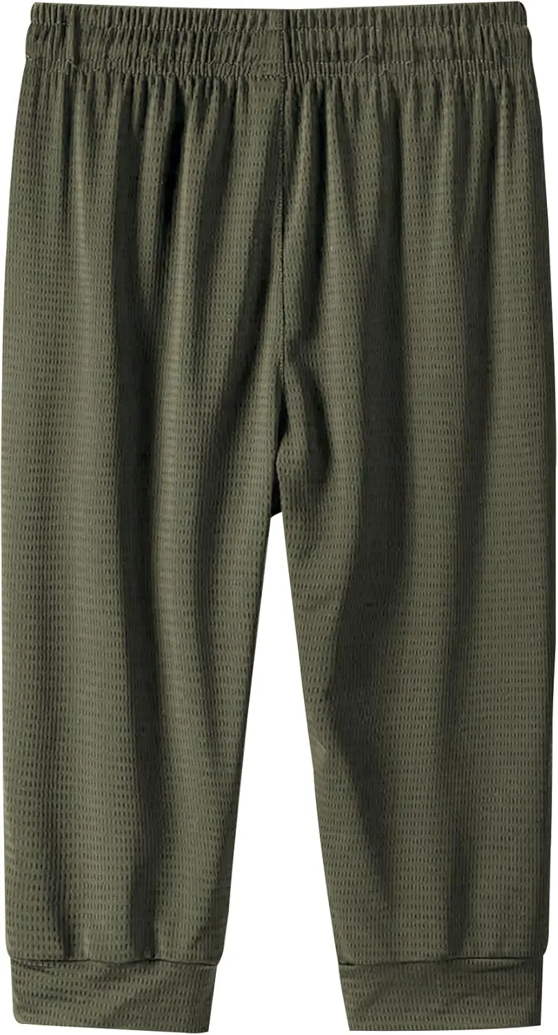 Men's Capri Pants 3/4 Long Jogger Sport Shorts,Workout/Gym/Yoga/Beach Shorts Quick Dry with Zipper Pockets