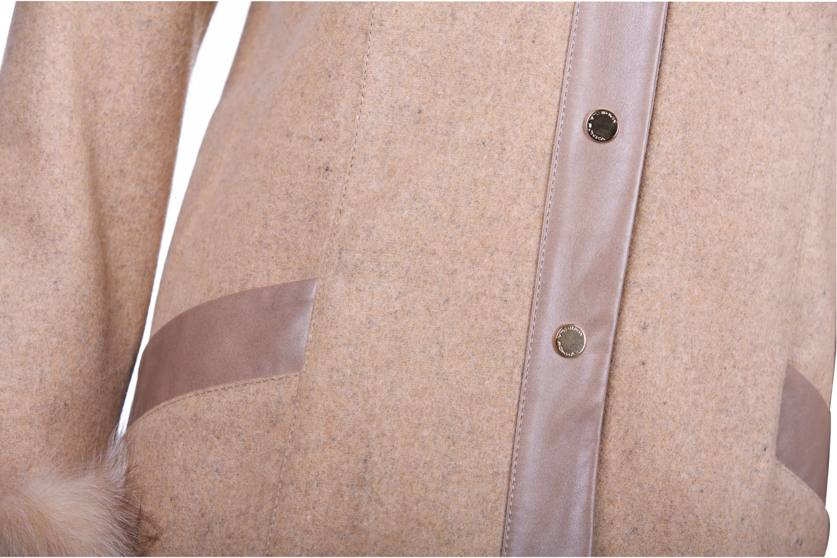 Merino Wool Fox Cuff Reindeer Leather Winter Jacket -  Limited Edition