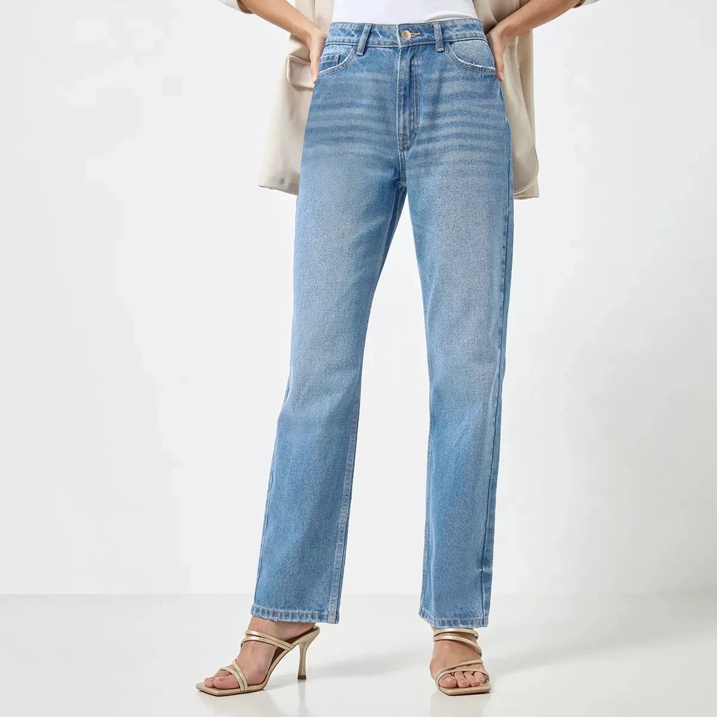 Mid Blue Straight Fit Jeans