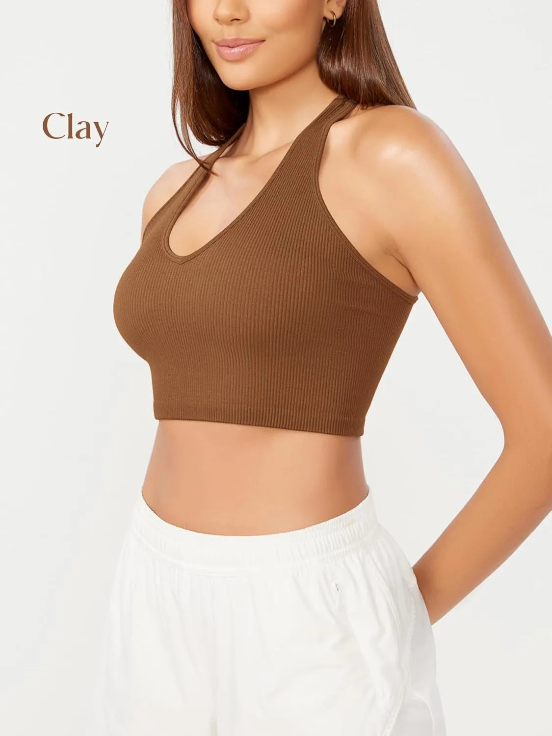 ODODOS 3-Pack Seamless Racerback Crop Tank for Women Ribbed Knit Soft Crop Tops