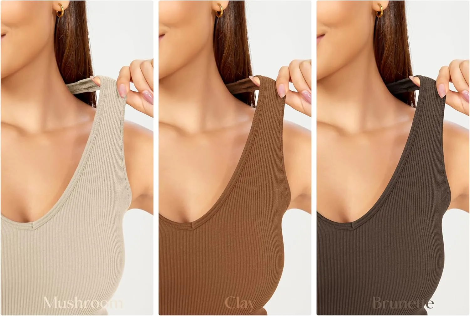 ODODOS 3-Pack Seamless Racerback Crop Tank for Women Ribbed Knit Soft Crop Tops