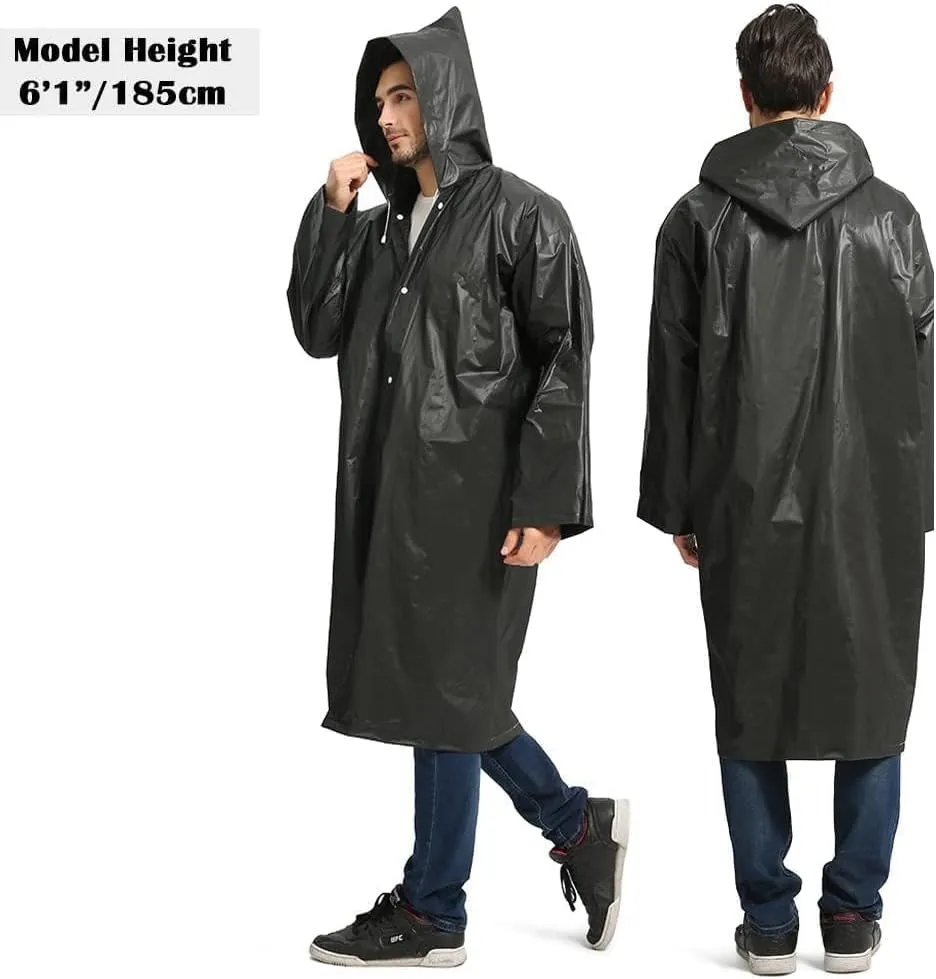Opret 2 Pack Raincoats for Adults Reusable, EVA Rain Ponchos Lightweight Rain Coat Waterproof Rain Gear for Men and Women