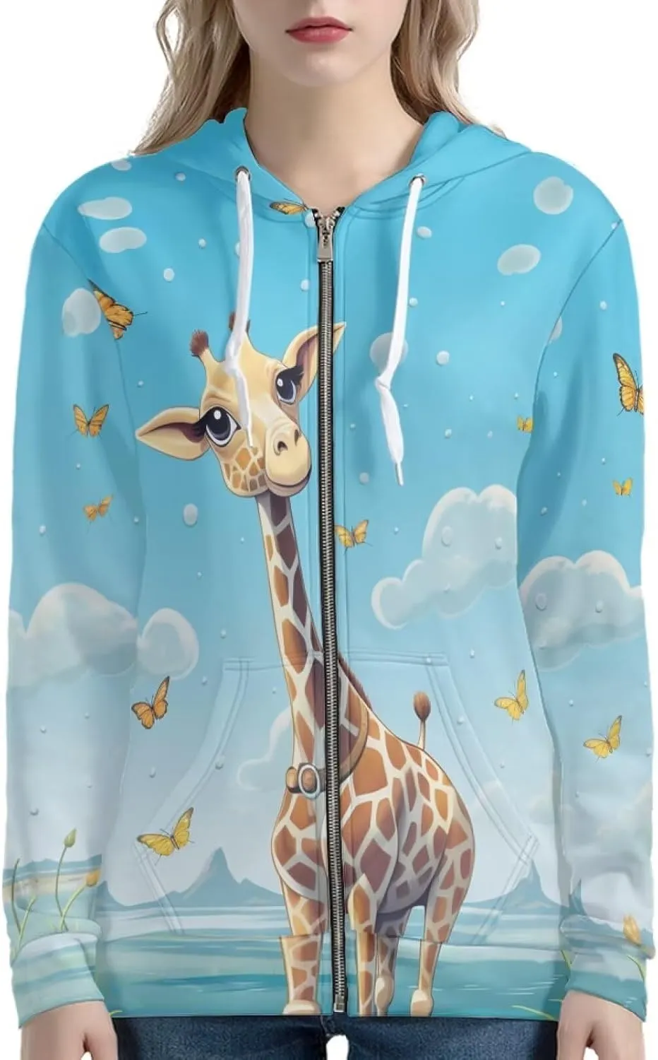 Showudesigns XS-5XL Zip Up Hoodie for Women Sweatshirt Pullover