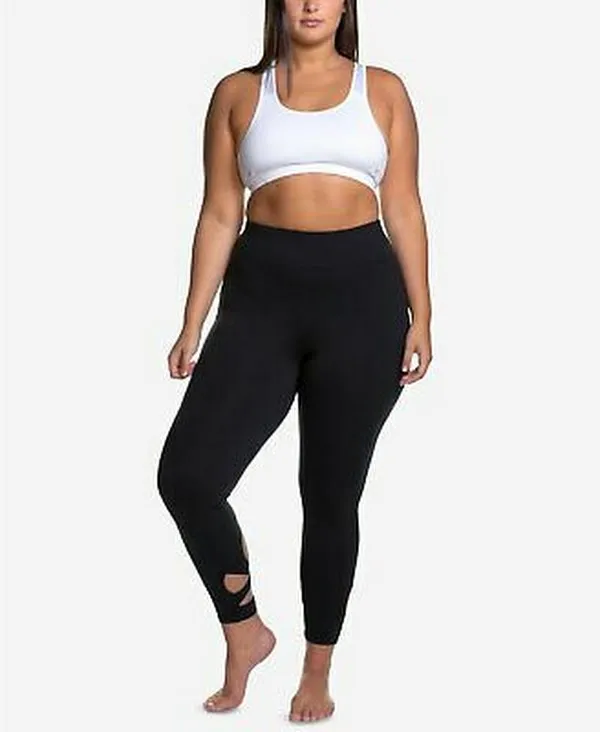 Soffe Curves Plus Size Wraparound-Hem Performance Leggings ,Size 1X