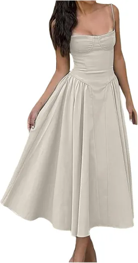 Summer Maxi Dresses for Women 2025 Loose Sleeveless Sundress Spaghetti Strap A-Line Flowy Vacation Maxi Long Dress