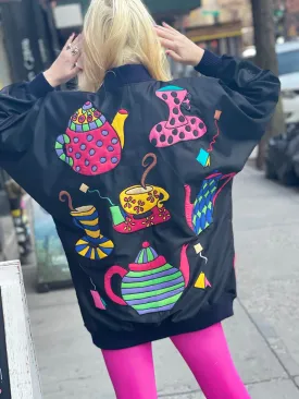 Vintage 90s Tea Time Theme Colorful Jacket