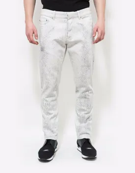 White Distressed Print Jeans