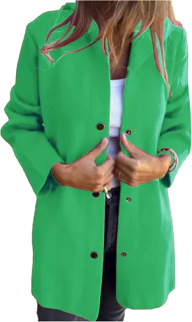 Womens Jackets Casual Single Breasted Hooded Jacket Lapel Neck Long Sleeve Solid Color Trench Coat for Women 2024