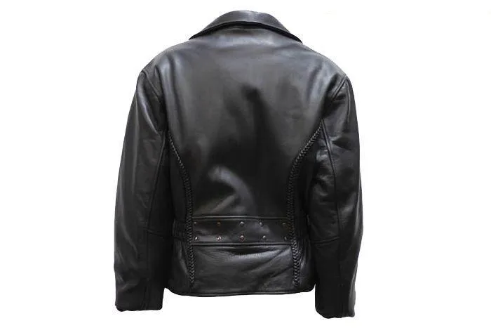 Womens Leather Jacket With Braid, LJ710-SS-DL