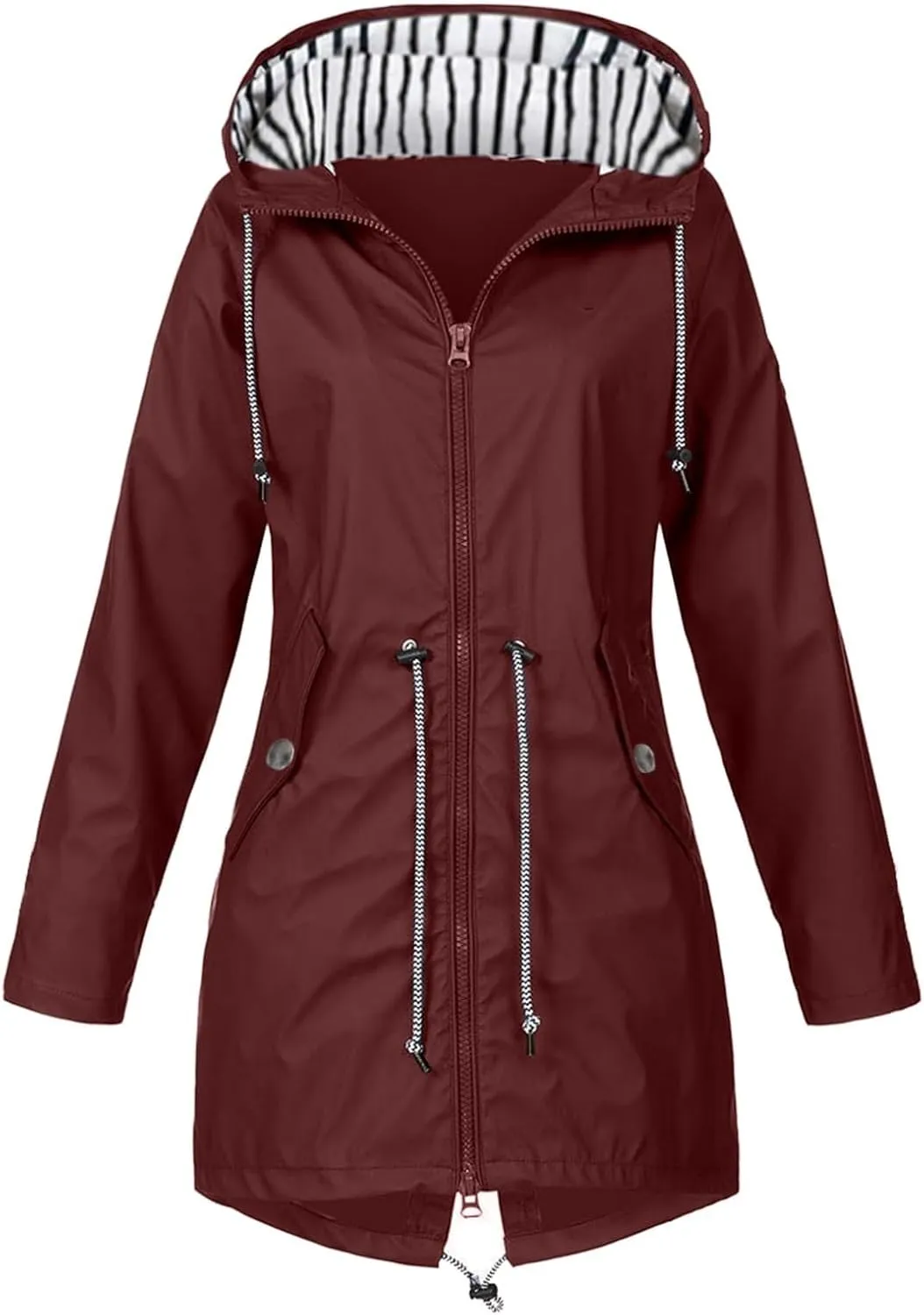 Womens Waterproof Rain Jacket Lightweight Hooded Raincoat Outdoor Travel Climbing Packable Hooded Windbreaker Trench Coats