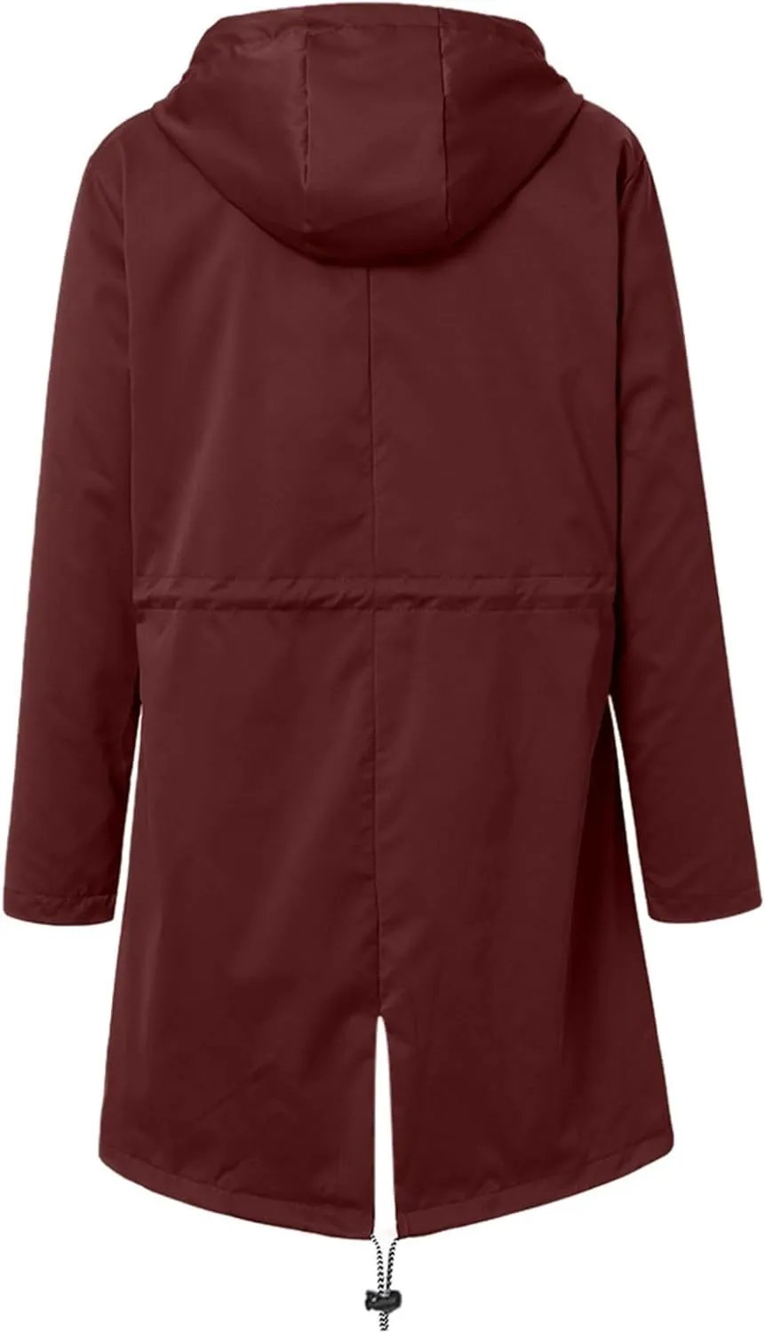 Womens Waterproof Rain Jacket Lightweight Hooded Raincoat Outdoor Travel Climbing Packable Hooded Windbreaker Trench Coats