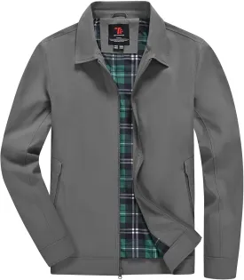 YSENTO Men's Light Jackets Lightweight Bomber Jackets Collared Work Golf Windbreakers with Zip Pockets