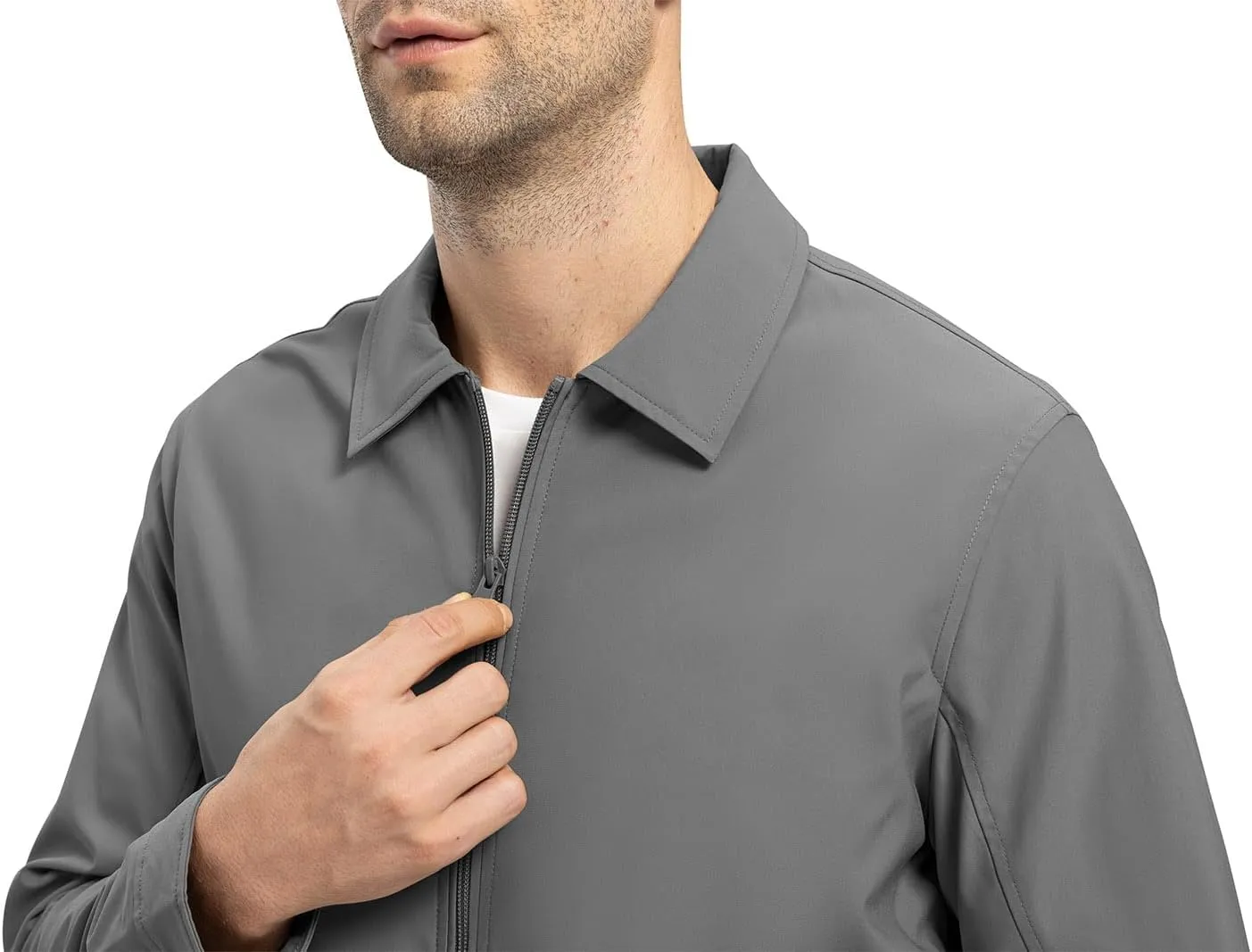 YSENTO Men's Light Jackets Lightweight Bomber Jackets Collared Work Golf Windbreakers with Zip Pockets
